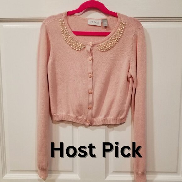 The Children's Place Other - Girls' The Children's Place Pink Cropped Cardigan, Size L (10-12), EUC